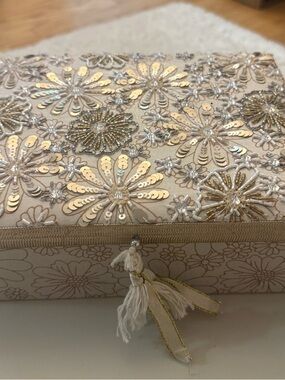 Embellished Floral Sequin Jewelry Box